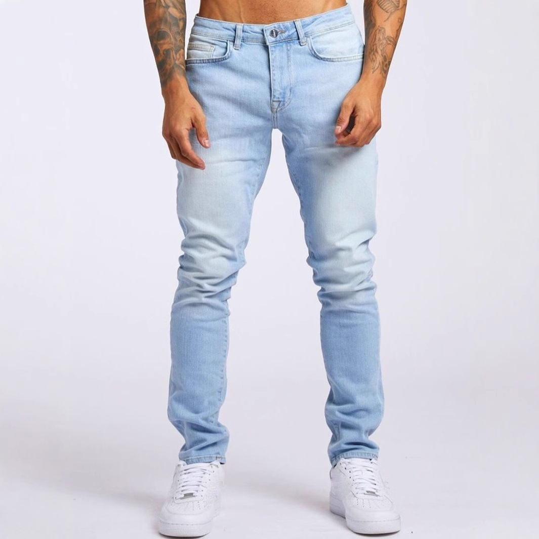 Cross-Border European And American Sale New Men's Jeans Ins Trend Slim Fit Denim Trousers_voghion.com