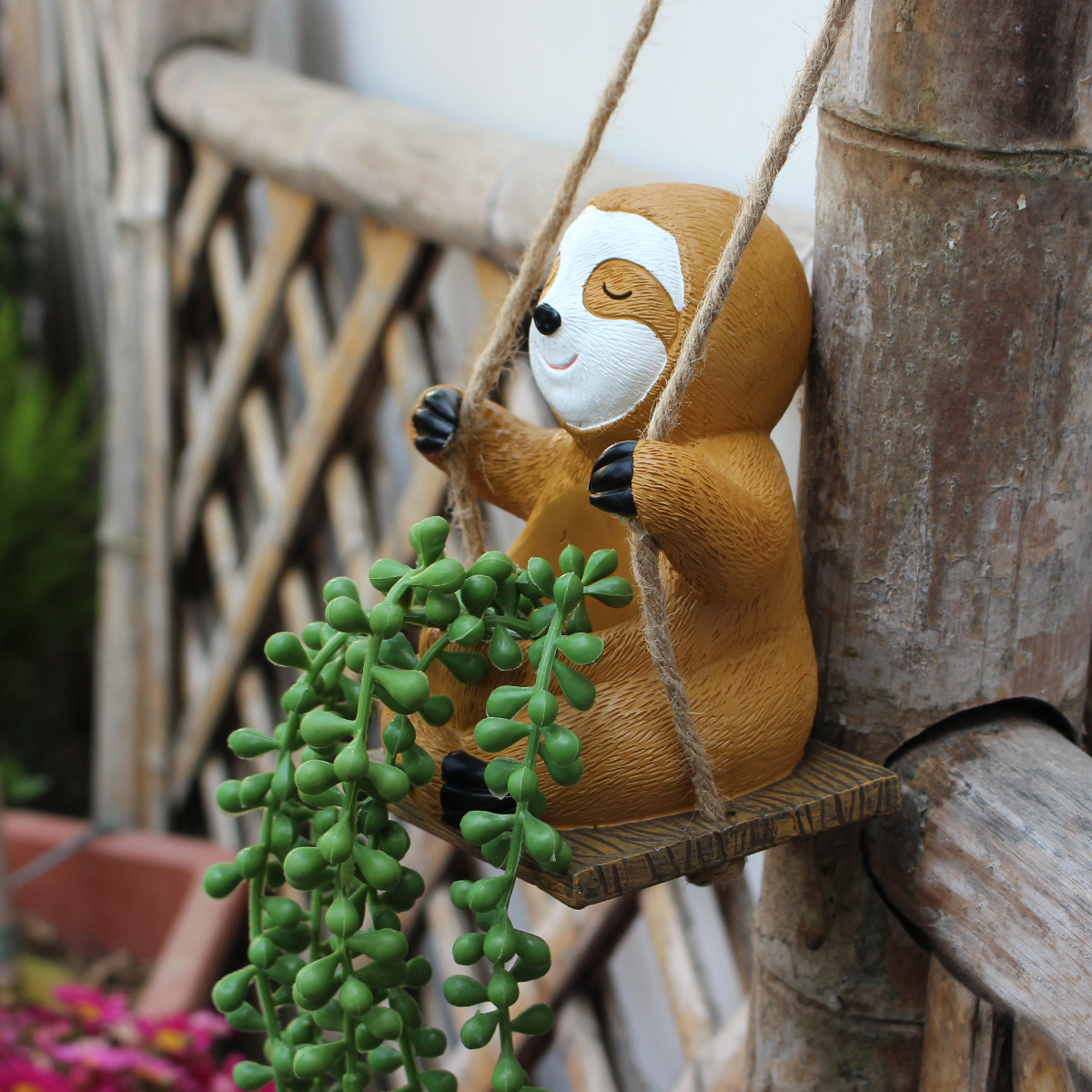  new sloth swing small flower pot hanging resin flower pot animal small flower pot can be planted succulent 