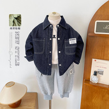 风之谷2025冬季新款童装儿童帅气夹棉牛仔衬衫男女童百搭洋气外套