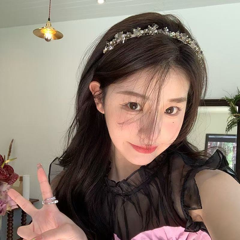 超仙水晶皓石金属高级感发箍法式复古网红2025新款生日头箍女发饰|undefined