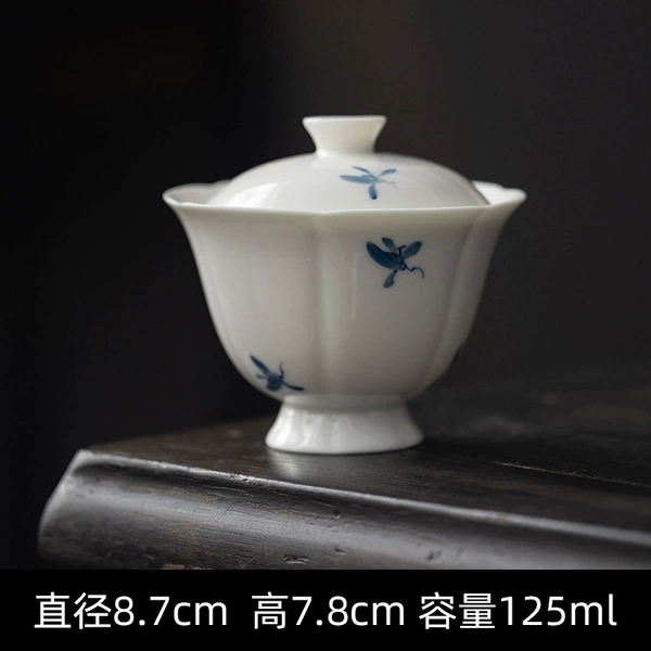 Inverse White-Autumn Water Orchid-Yunling Covered Bowl