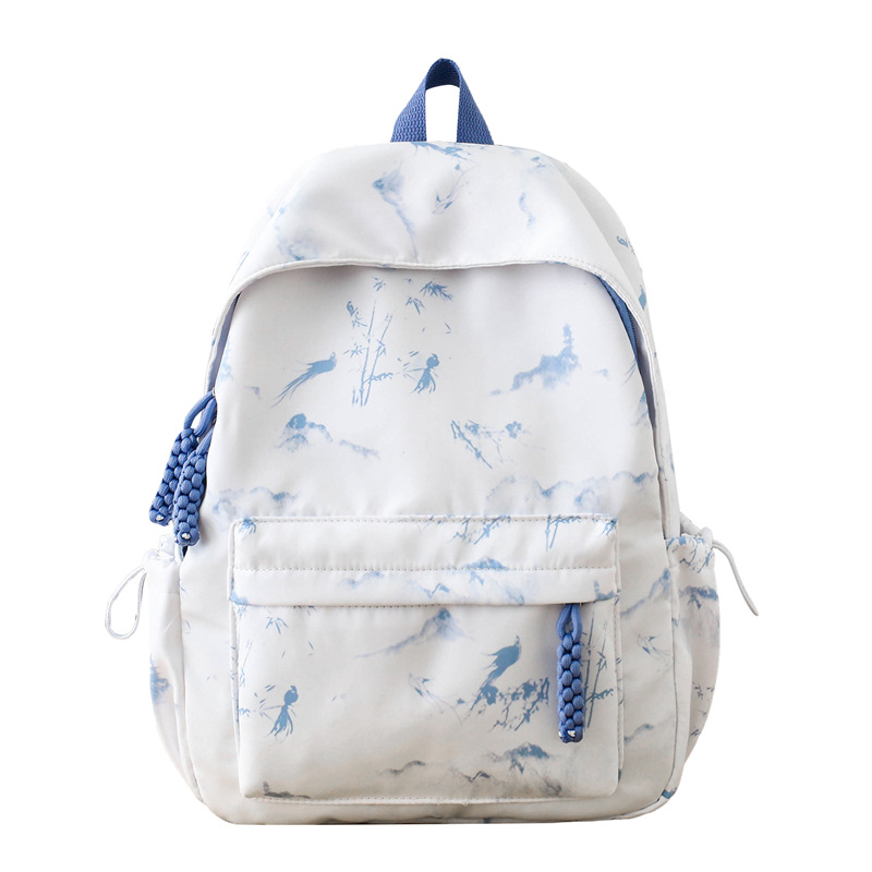 Nueva mochila de niña fresca y dulce, mochila de estudiante simple de gran capacidad, impresión de teñido anudado, mochila literaria de estilo nacional