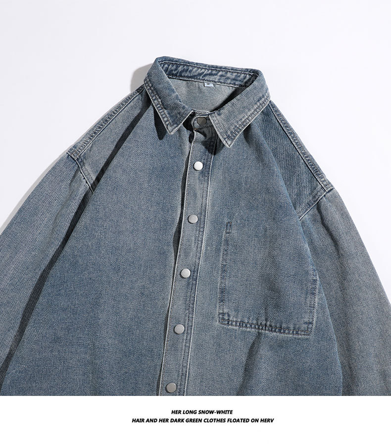 Camicia in denim retrò, giacca alla moda con colletto ampio, top da uomo_voghion.com