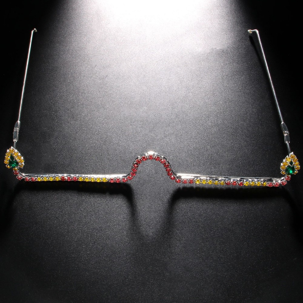 Cross-Border moda rhinestone gafas Marco europeo y americano simple color diamante gota de agua cara joyería femenina gafas marco