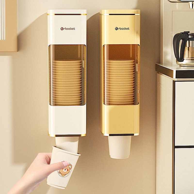 Portavasos desechable automático Portavasos sin golpes montado en la pared Portavasos de papel a prueba de polvo Dispensador de agua Almacenamiento doméstico