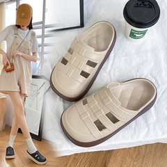 New Half Hole Hole Shoes Women's Bag Head Slippers Summer Outdoor Wear Flip Flops Women's Students Thick Bottom Anti-Slip Fashion Sandals 