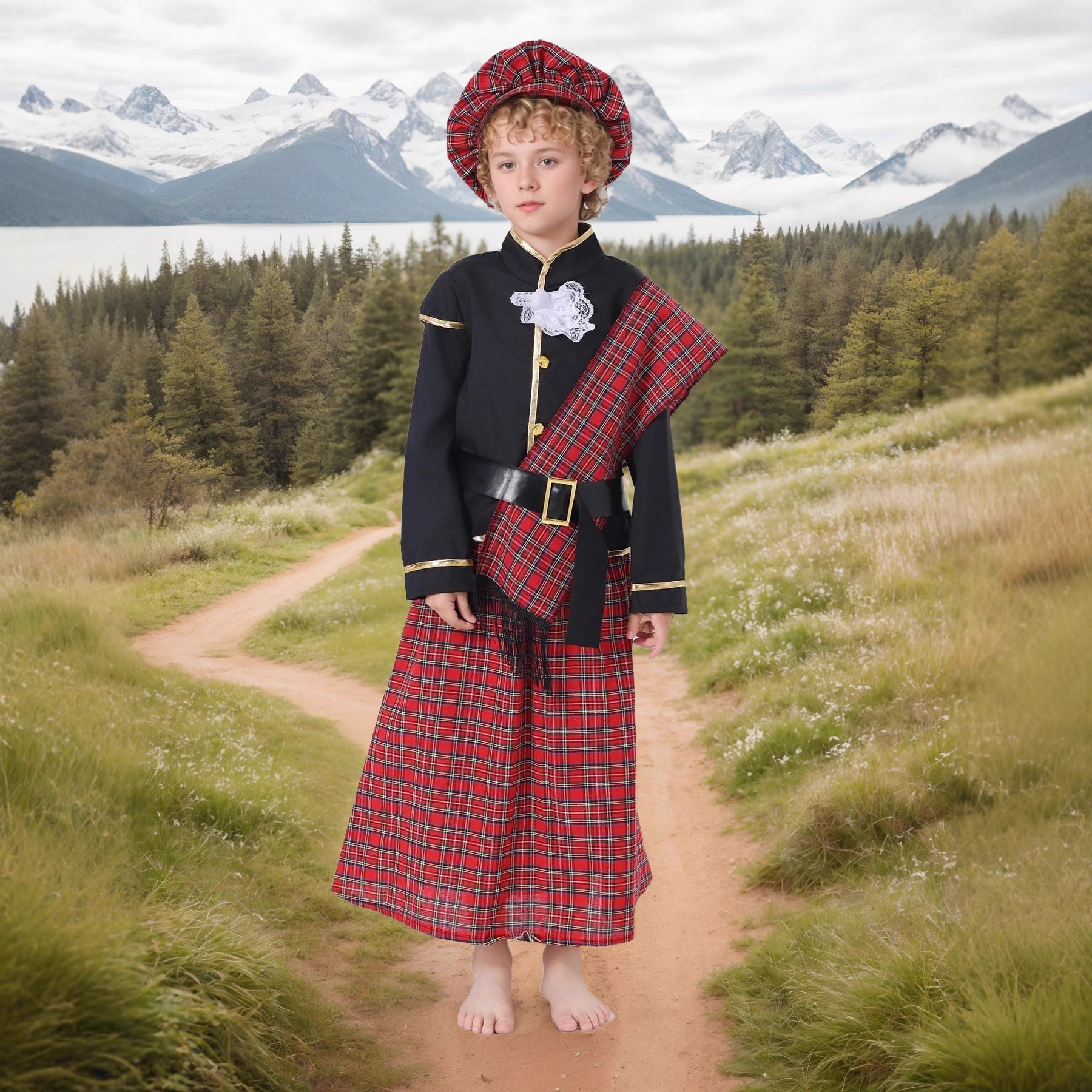 Children's Ethnic Style Clothing Scottish Boy Halloween Party Stage Performance Costume European and American Fantasy