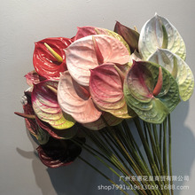 仿真花3D打印红掌 胶布单支红掌 家居绿植盆栽装饰 插花材料配件