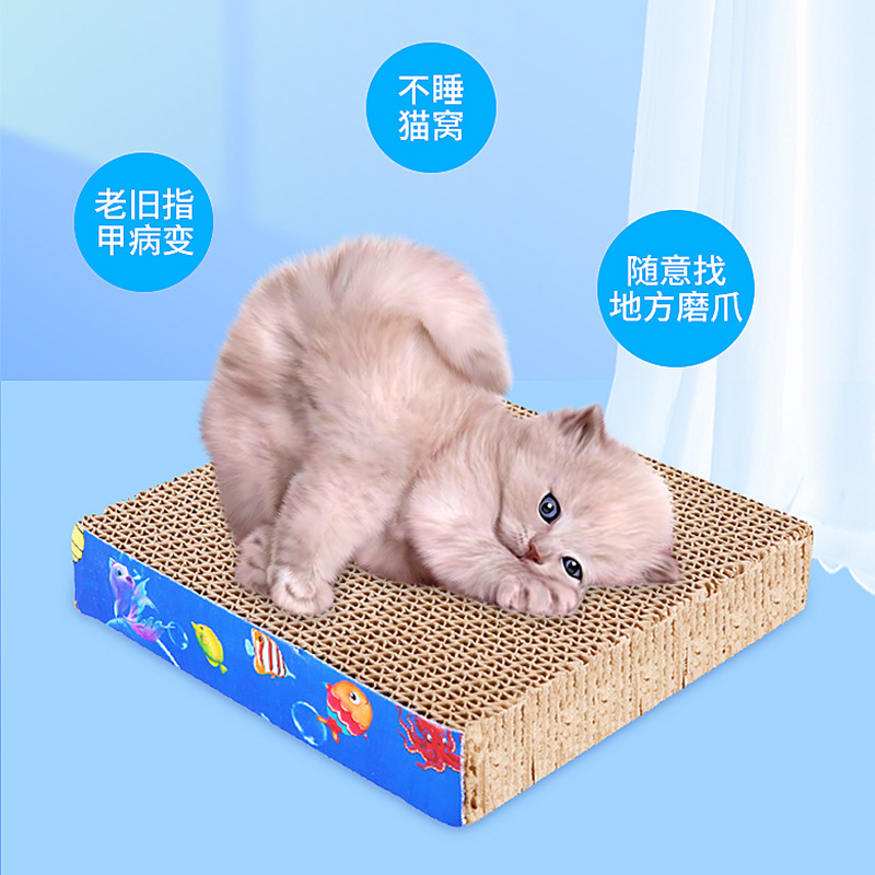 Juguetes para gatos, rascador para gatos, cama para gatos todo en uno, suministros duraderos y que no se desprenden, rascador de cartón corrugado para aliviar el estrés.