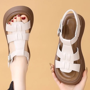 2025 New Sandals for Women, Summer Versatile Casual Sports Shoes with Skirts, Lightweight Niche One-Strap Roman Sandals