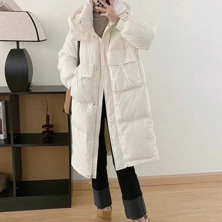 中长款过膝羽绒服女2025年冬季新款韩版宽松连帽休闲加厚抗冻保暖|undefined