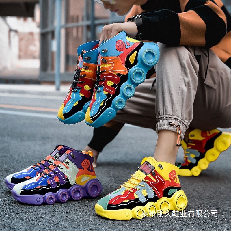 2025秋冬季欧洲站紫色潮流男鞋运动潮流休闲厚底高帮ins老爹潮鞋