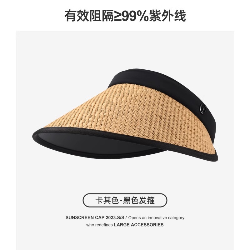 大きなつばの夏の紫外線防止空のトップ日よけ帽子女性用日よけ麦わら帽子顔を覆う折りたたみ可能な麦わら帽子|undefined