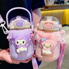 かわいいサンリオ漫画子供用魔法瓶カップ女の子用ポータブルビッグベリーストローカップ学生斜めケトル