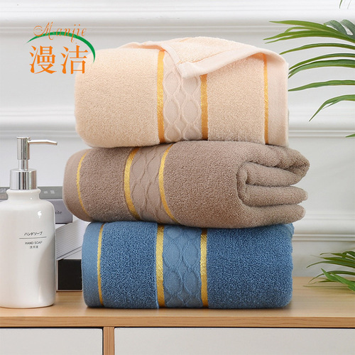 32-piece 100% cotton gold thread double grid bath towels for adults, household use, bathing towels with embroidery of company logo, wholesale