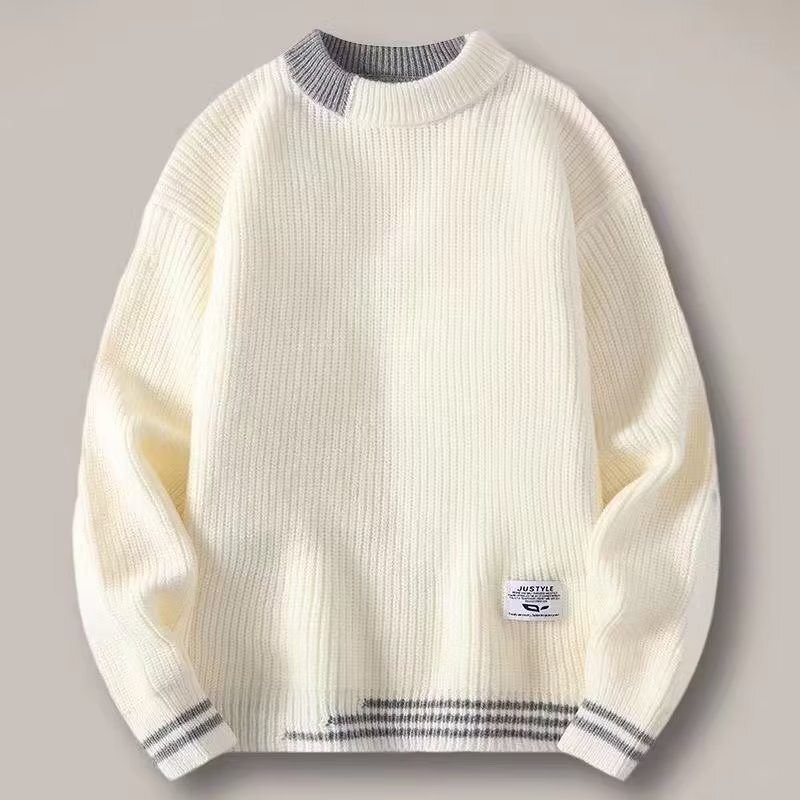 Autumn and Winter Thickened Sweater Men's New Fashionable Loose Round Neck Base Knitwear Warm Men's Clothes