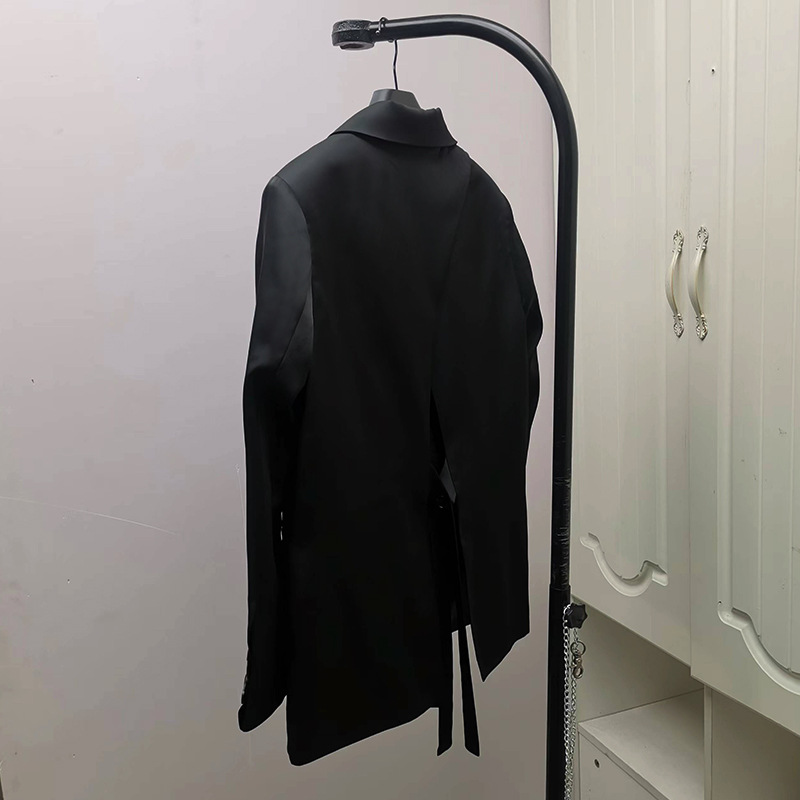 Elegant Black Long-sleeve Blazer For Women Lightweight Coat_voghion.com