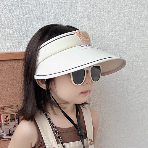 Baby Sun Hat for Girls and Boys, Summer Unisex Sun Protection Hat, Cartoon Cap with Wide Brim, UV Protection