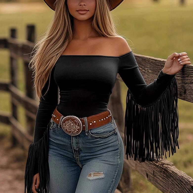 Foreign Trade Women's Clothing Bohemian Music Festival Rock Party Festival Ruffled Retro Western Style Irregular Dress