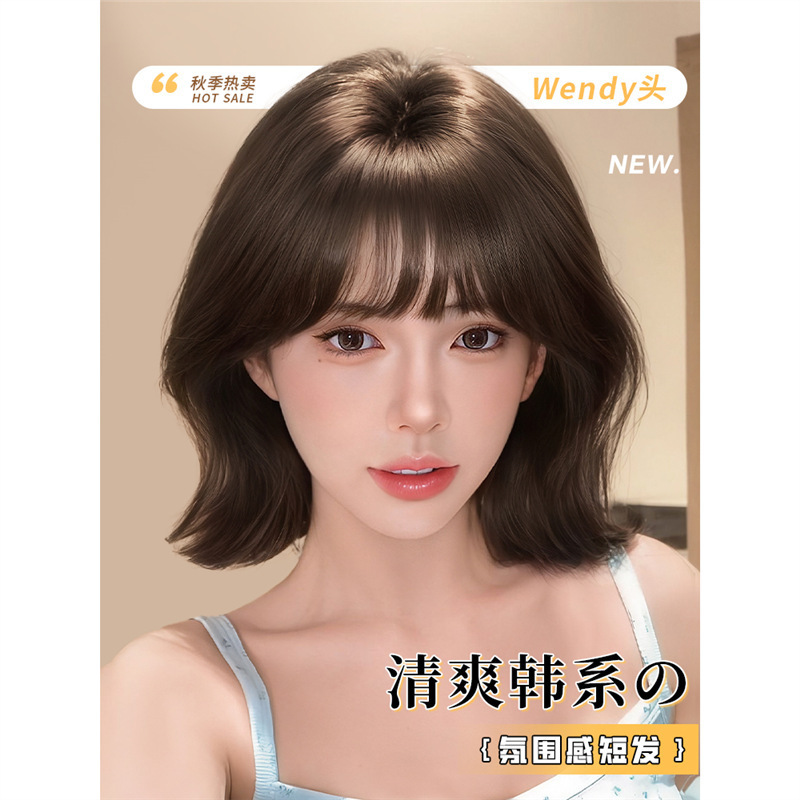 Wig Female Full Head Cover [Wendy Short Hair] Invisible Traceless Artificial Hair New Popular Full Wig Head Cover