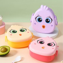 塑料饭盒可进微波炉上班族学生儿童卡通便当盒餐具勺子餐盒食品级