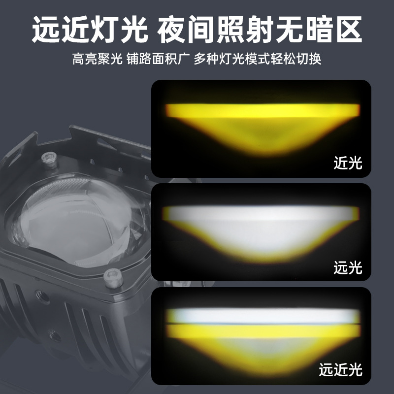 Lámpara de motocicleta LED con lente de luz alta, lámpara de pavimentación de luz alta y baja, lámpara de automóvil LED de condensador súper brillante image 3