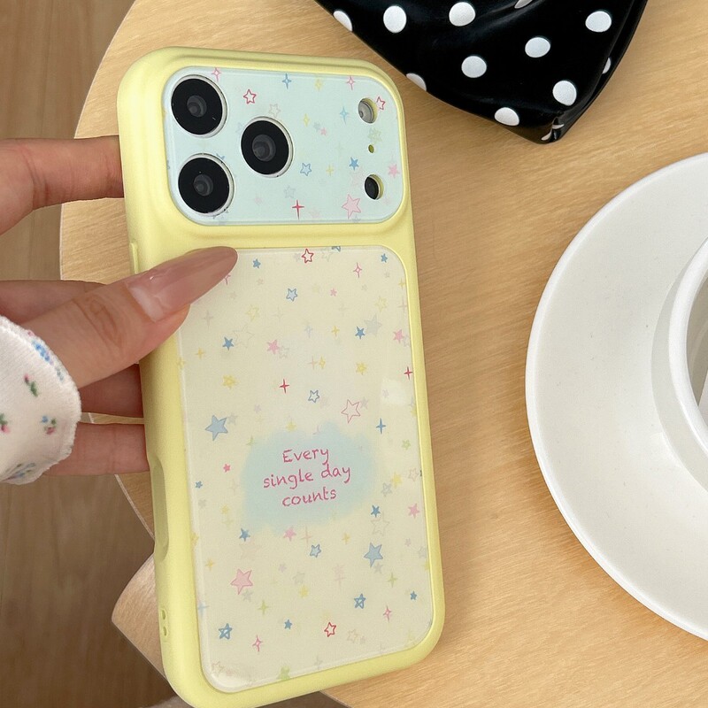 Yellow Frame Full-Screen Lines and Stars Ins-Style Suitable for iPhone Instantly Transforms into Apple 17 Pro Max Niche 16 Pro Fashionable 15