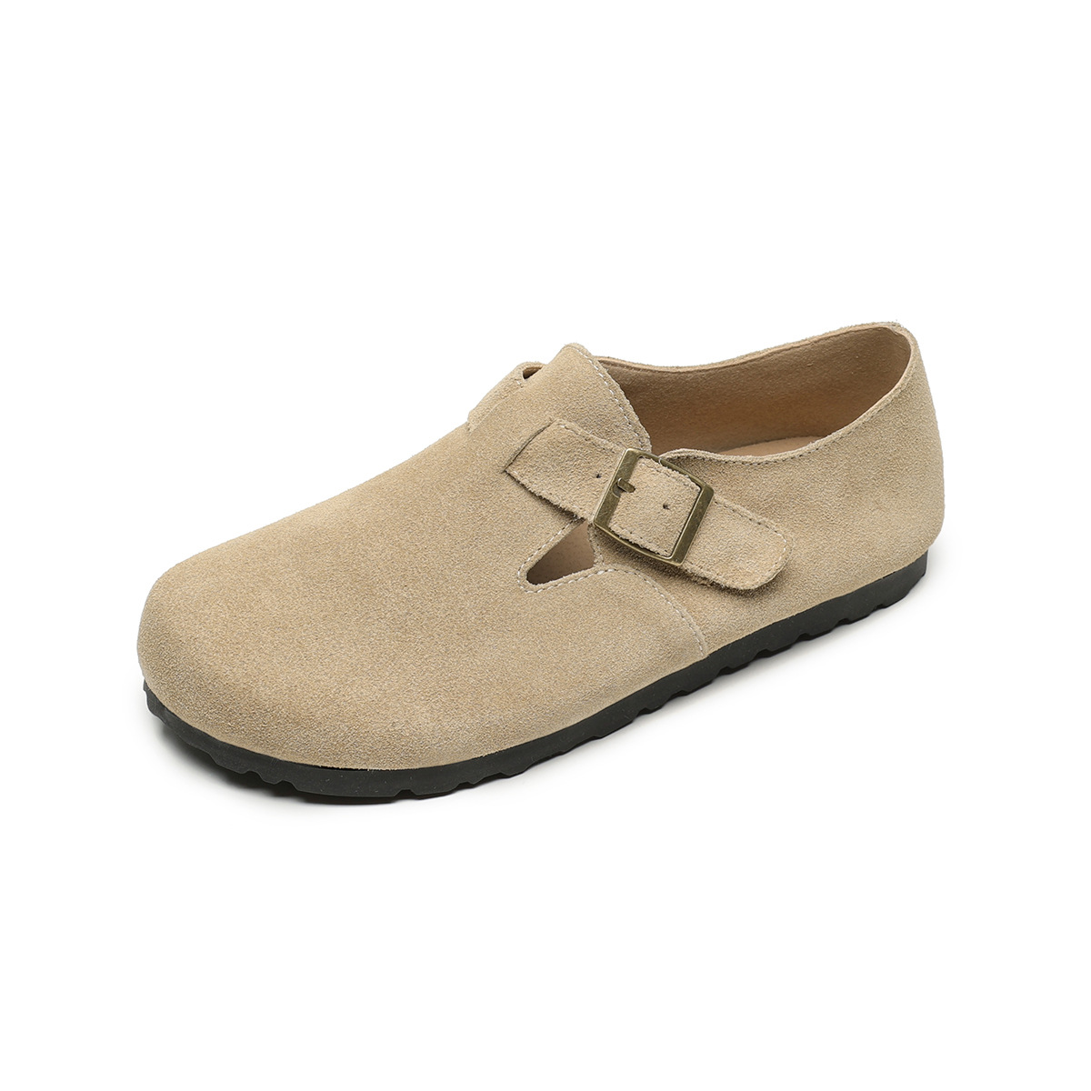 Versión de cuero de vaca ~ Bocken zapatos para mujeres 2025 nuevo aumento de altura un pedale de suela gruesa para usar zapatos de primavera y otoño medio calentamiento zapatillas