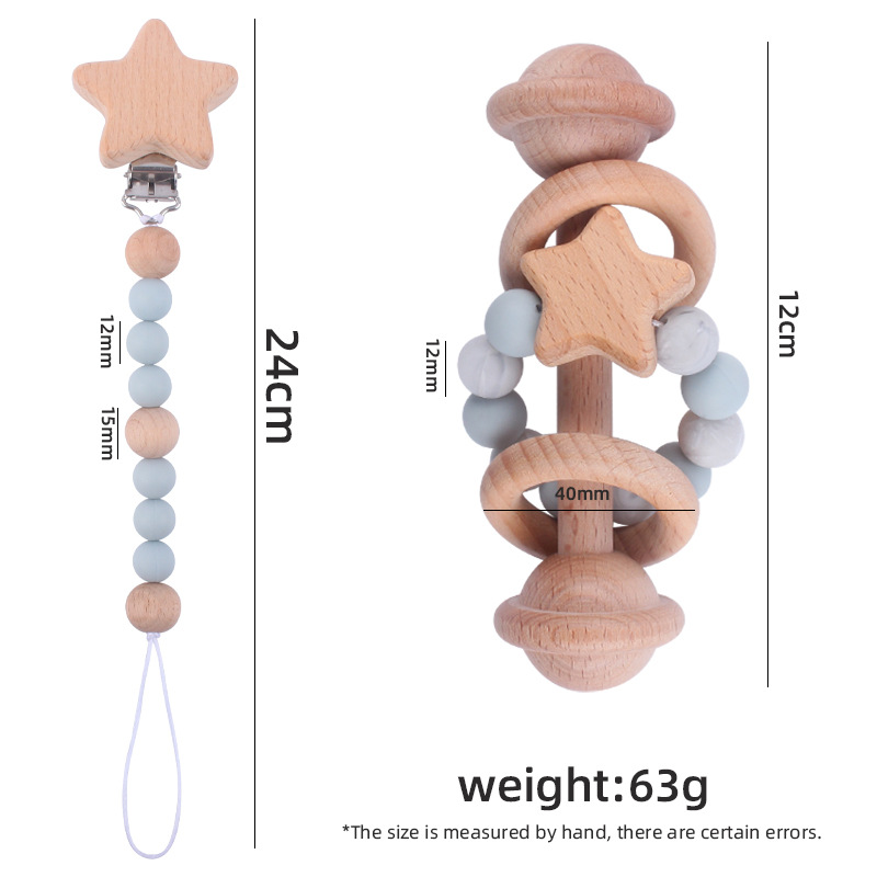 Nuevos juguetes infantiles de beech campana diente calmar bebé beech Júpiter clips cadena de tetas de silicona dos piezas conjunto