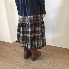 2色秋季新款复古学院风韩国ins磨毛价格花边拼接半身裙