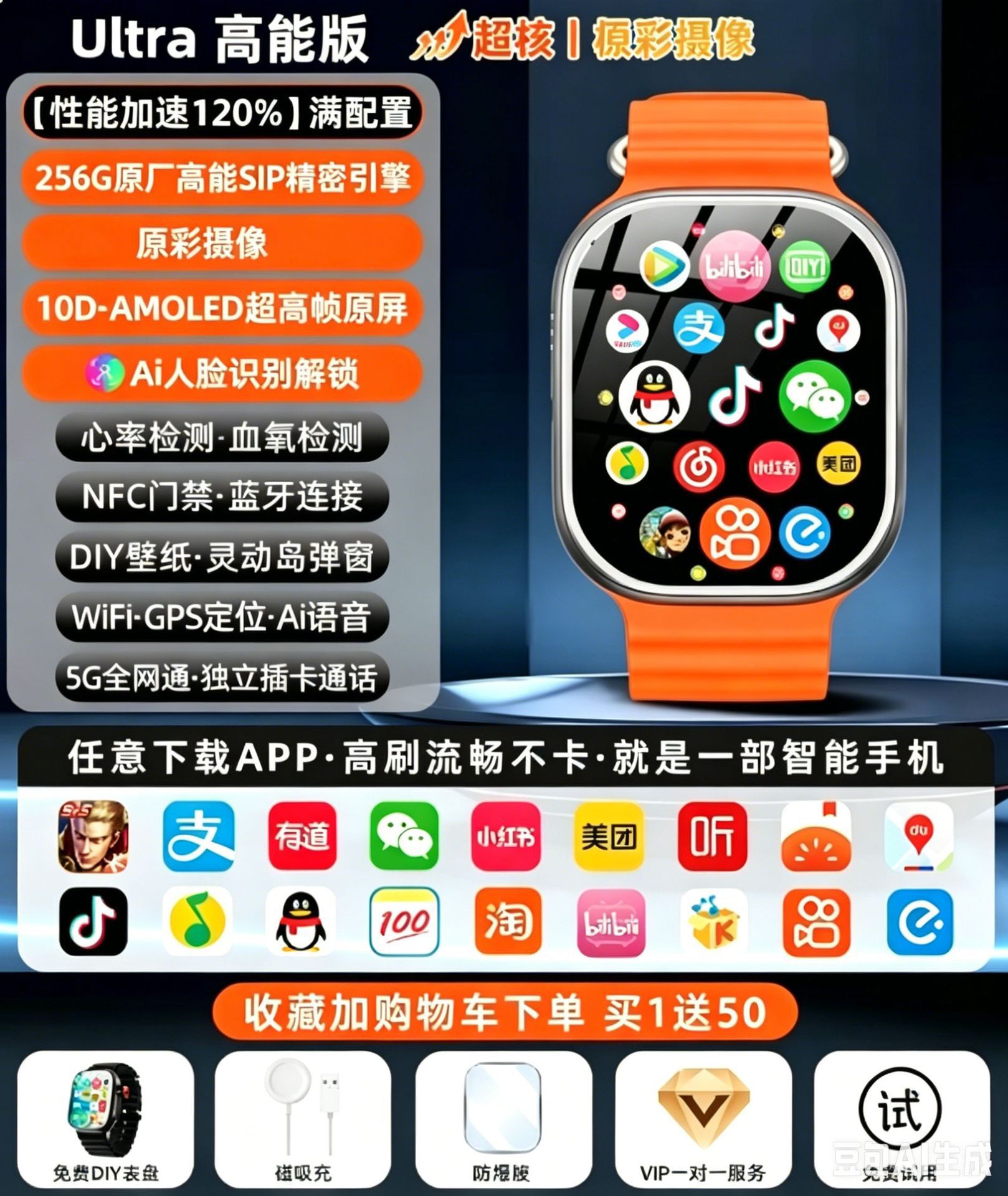 Reloj de teléfono adulto para niños adolescente secundaria secundaria secundaria tarjeta enchufable juegos Alipay frecuencia cardíaca oxígeno en sangre