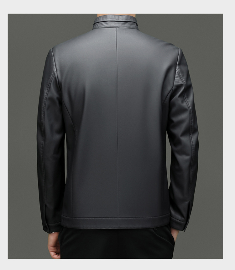 Stylish Men's Leather Jacket Stand Collar Winter Coat For Men_voghion.com