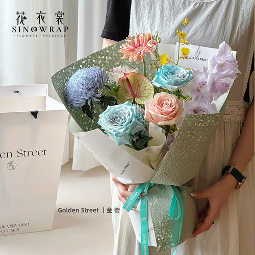 Handmade water rock paper crepe paper art paper flower bouquet wrapping paper floral gift paper hole paper