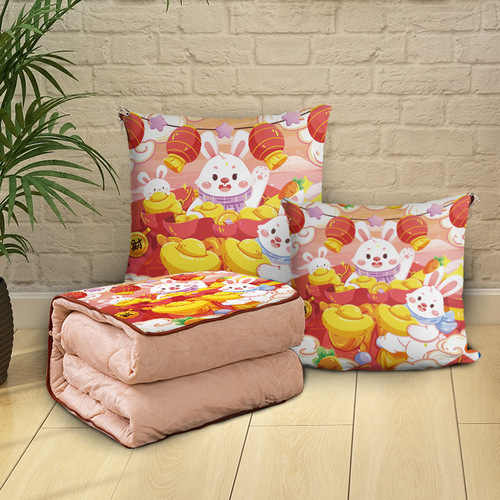 Logo customized pillow quilt dual-purpose two-in-one thickened winter cushion office nap quilt one piece drop shipping