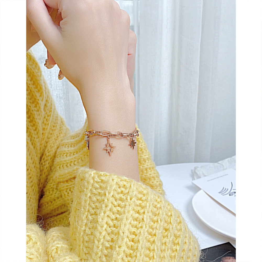 Fashion Double-layer Chain Hollow Firework Pattern Stainless Steel Bracelet display picture 9