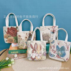 ズックのジャカードの刺繍ズックの布のカバンのかわいい漫画の携帯電話のカバンのミニの小さい手のカバンの文芸の小さい清新なハンドバッグ