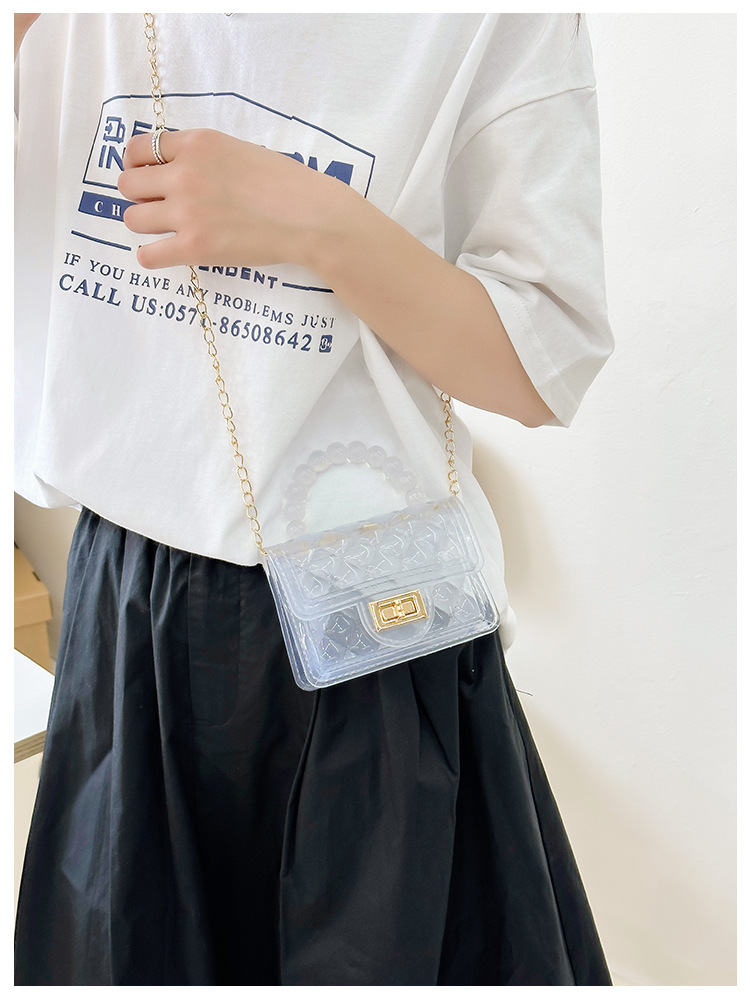 157g Weight Polyester Lining Material Flip Cover Closure Type Single Shoulder Strap Strap Type Jelly Bag Bags Type Casual, Holiday Occasion PVC Material Solid Color Pattern All Seasons Season Women's Gender Basic, Classic Style Style Square Shape Small Size Women's Small PVC Solid Color Basic Classic Style Square Flip Cover Jelly Bag 5