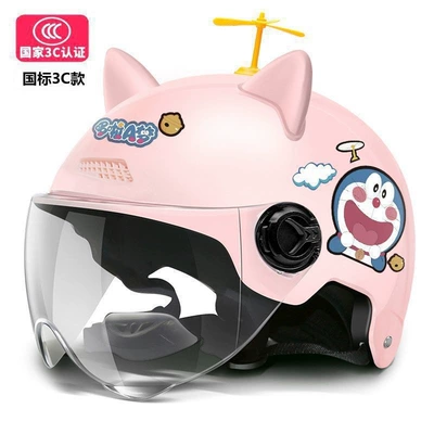 Motosiklet kaskı (dəbilqə), Cat safety helmet certified for adults - 3cdoraemon-pink-pink-ears-windmill-white-mirror