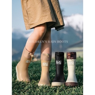 Korean Style Children's Jelly Rain Boots for Girls and Boys Short-Tube Non-Slip Rain Boots with Adjustable Cuffs Waterproof Rubber Shoes
