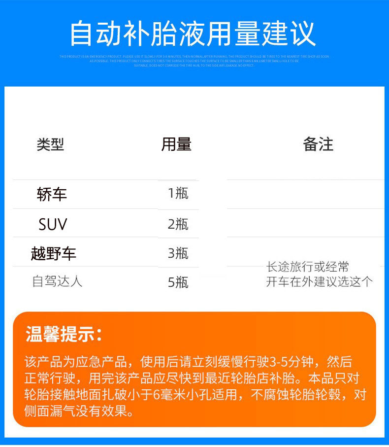 Car-Specific Tire Repair Fluid Factory Tire Automatic Inflation Anti-Rust and Anti-Corrosion Vacuum Tire Self-Repair Expert 500ml