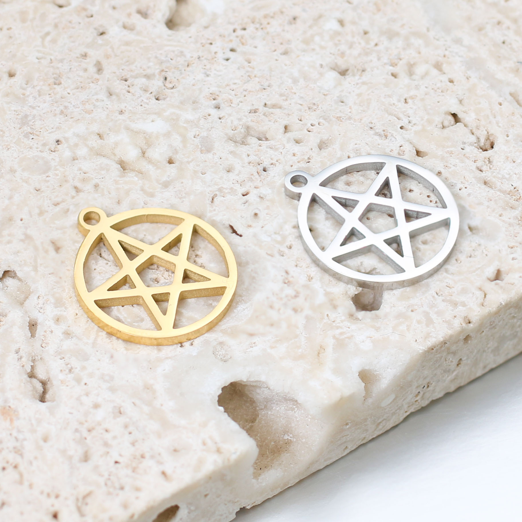 5 teile/los Edelstahl Metall DIY Anhänger Halsketten für Frauen Kleine Pentagramm Charms Für Schmuck Handgemachte Liefert – Detail 5
