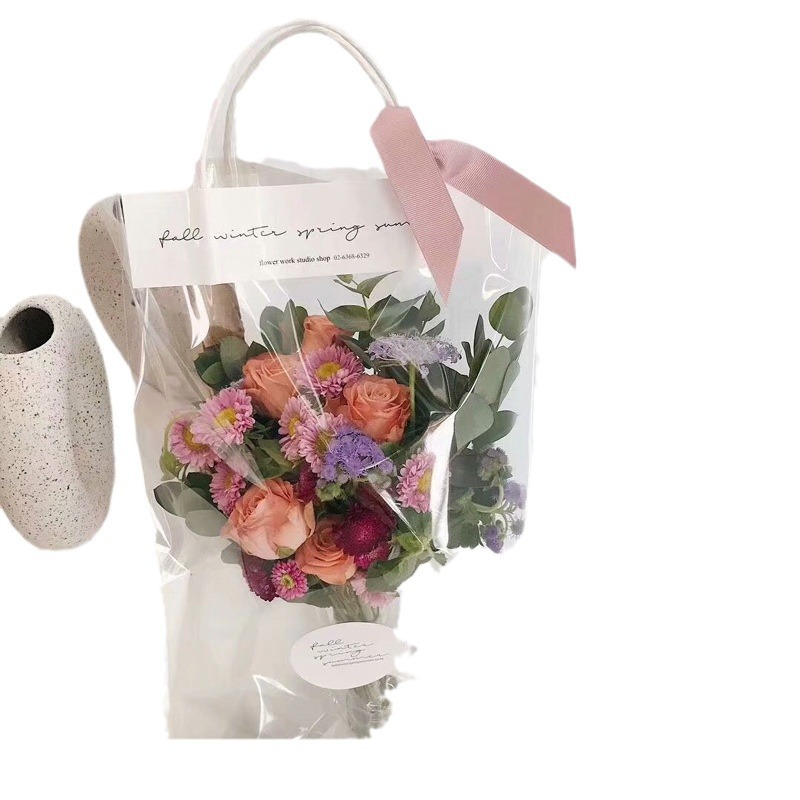 Bolsas de flores transparentes personalizadas bolsas de flores de rosa de moda bolsas de regalo de flores al por mayor