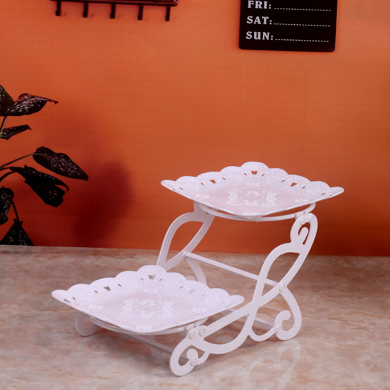 Decoración de cumpleaños soporte de postre estante de exhibición de estilo europeo comida fría mesa de descanso de té de plástico pastel bandeja de postre estante