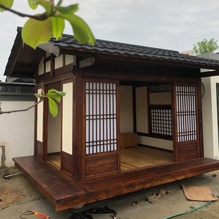 日式户外庭院小木屋中式别墅民宿花园房子仿古茶室防腐木凉亭-阿里巴巴