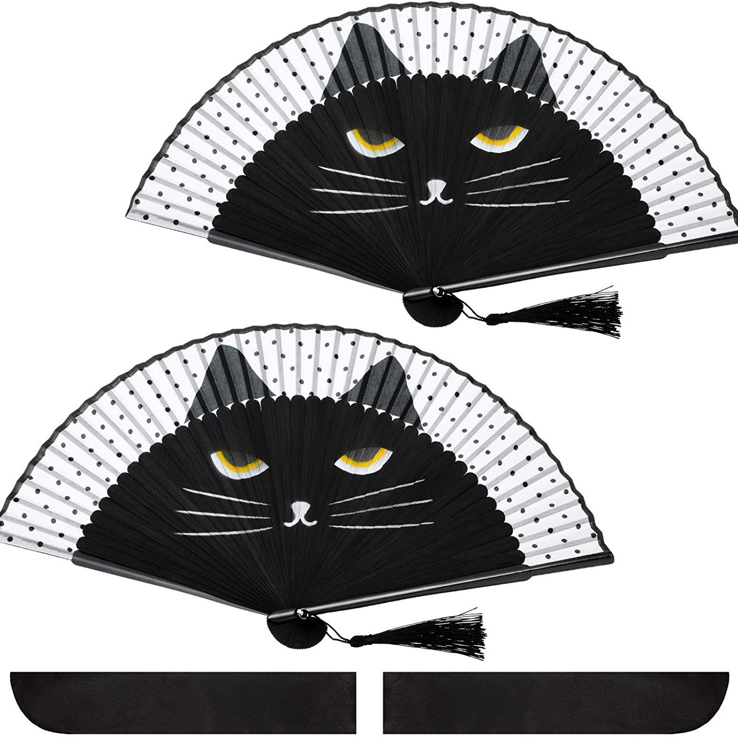 Mango de pintura de aerosol gato ventilador plegable japonés ventilador plegable chica dibujos animados Totoro ventilador imitación seda creativo japonés artesanía ventilador