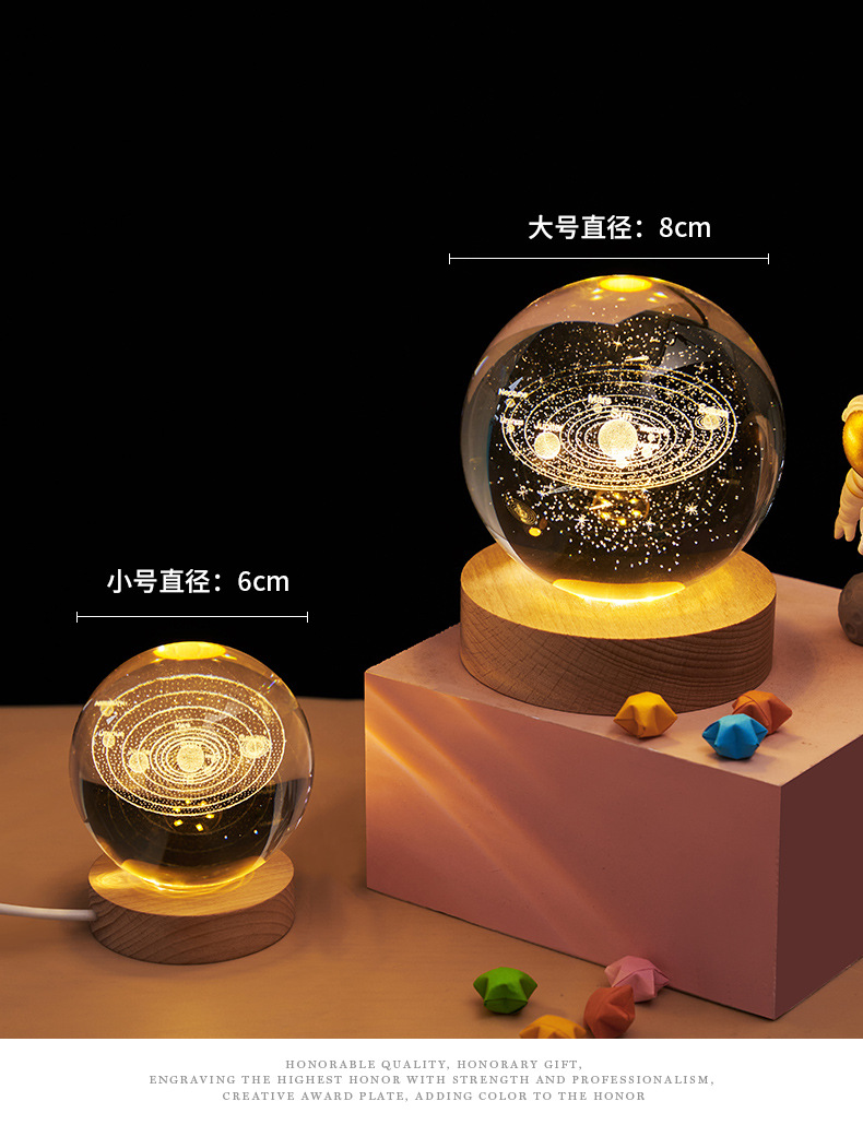3D内雕LED发光水晶球创意摆件月球宇航员毕业纪念礼品生日小礼物-阿里巴巴