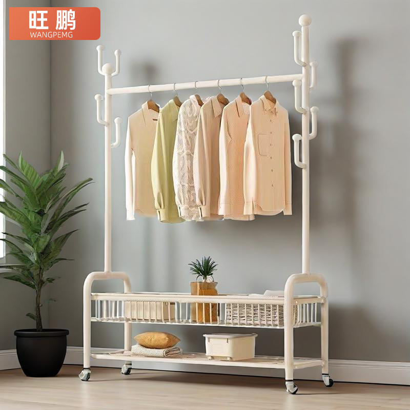 Household Clothes Rack, Balcony Simple Clothes Drying Rack, Storage and Storage Clothes Rack, Indoor Floor-Standing Coat Rack Wholesale
