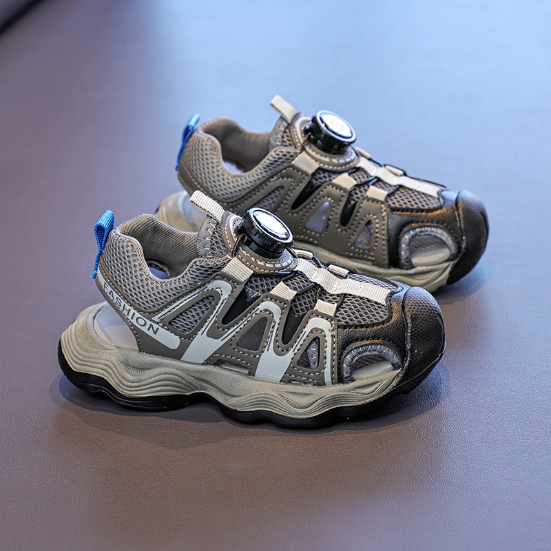 Sandalias para niños Baotou 2026 verano nuevo estilo de moda infantil zapatos casuales de botón giratorio para niños mayores zapatos de botón único image 1