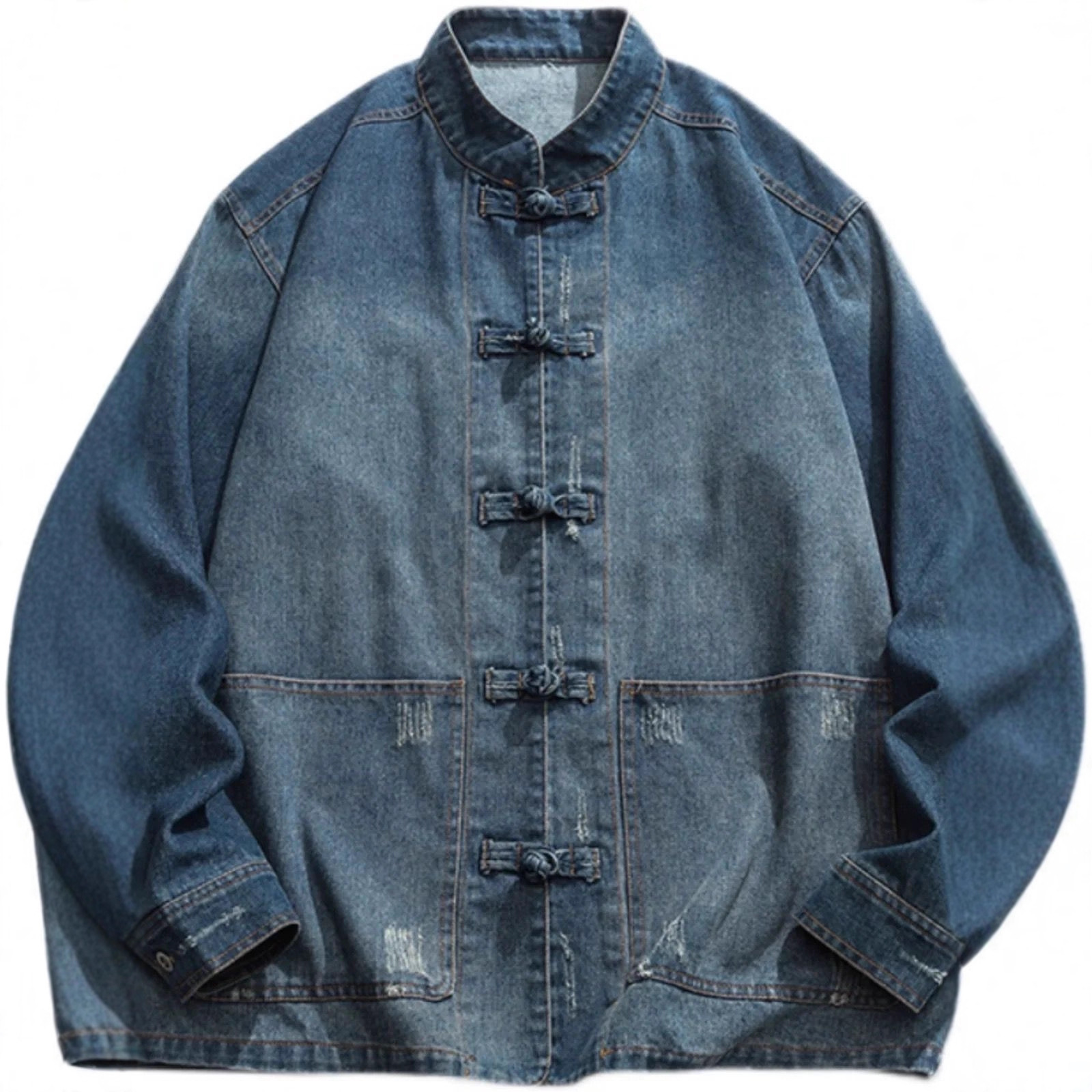 Vintage cowboy denimjacka herr antik stil lös passform_voghion.com