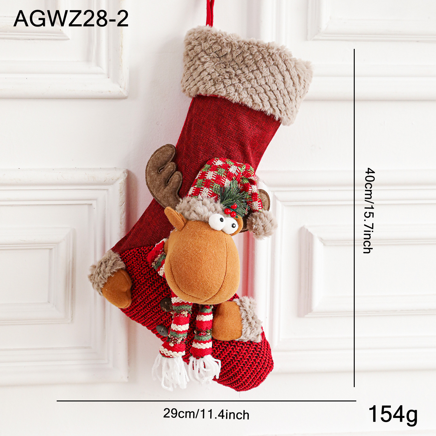 Nuevos calcetines de Navidad de peluche bolsas de regalo decoraciones de Navidad dibujos animados Papá Noel muñeco de nieve calcetines diseño de escena